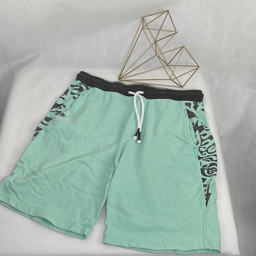 Maori Hook Tribal Print Mint Green Drawstring Shorts